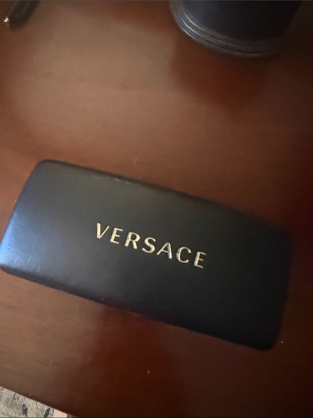 VERSACE eyeglass case black excellent condition gold print - Picture 3 of 5